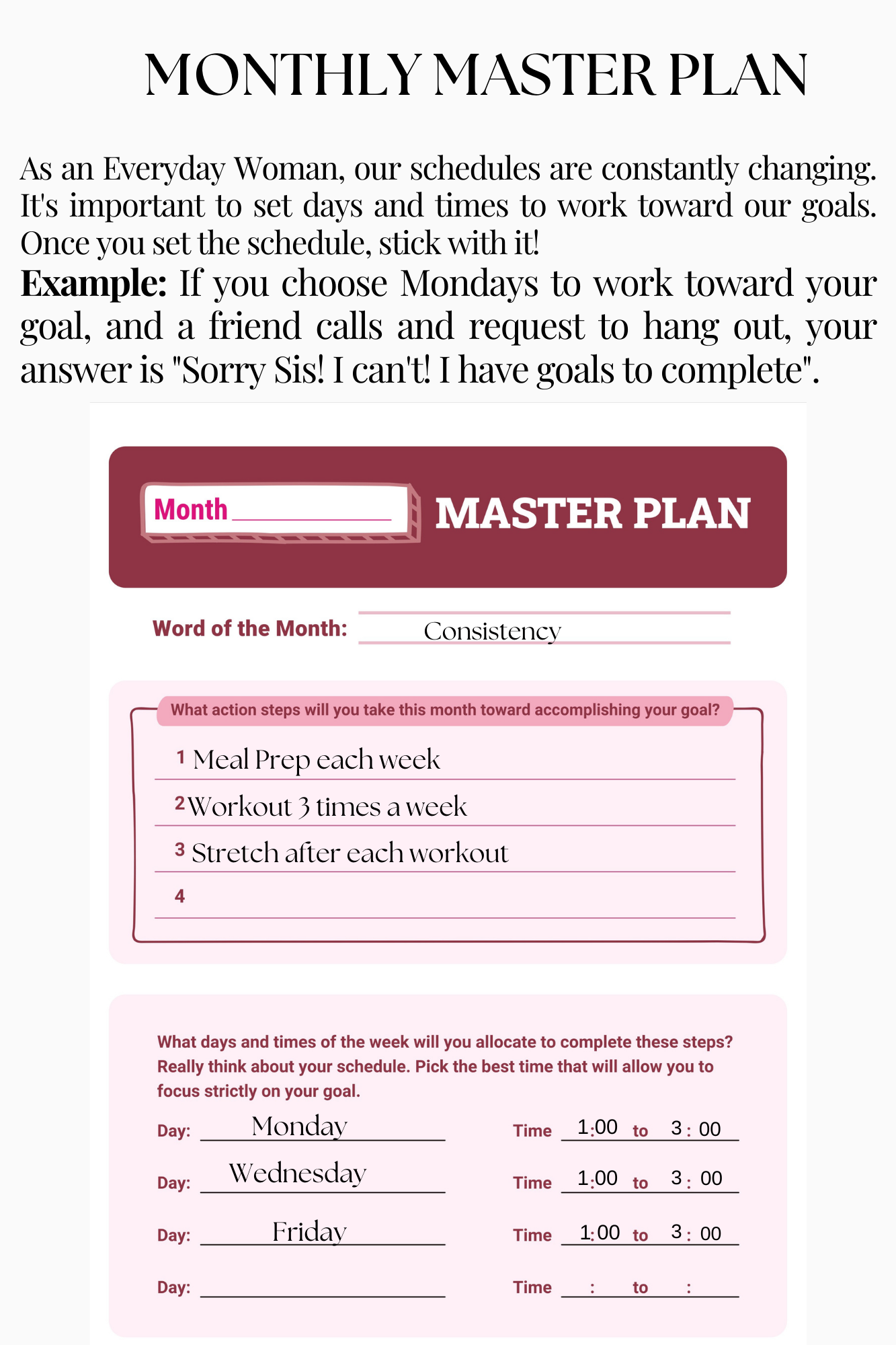 Step by Step Goal Planner