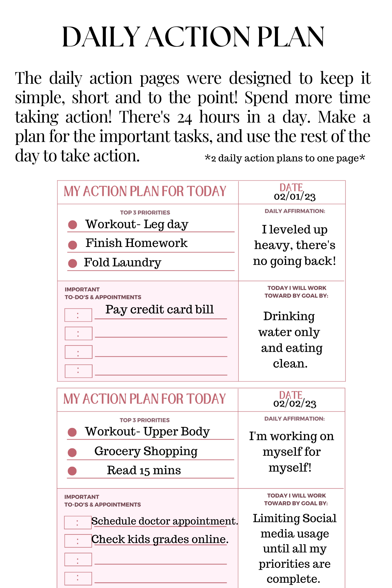 Step by Step Goal Planner